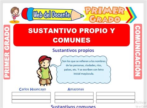 Ficha De Sustantivos Propios Y Comunes Para Primaria Fichas Para