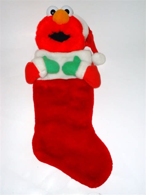 Sesame Street Elmo Holiday Christmas Stocking 3d Plush Stuffed Animal
