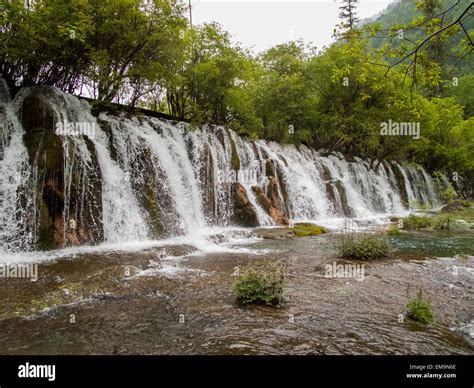 Arrow Bamboo Waterfalls At Jiuzhaigou Valley National Park In China