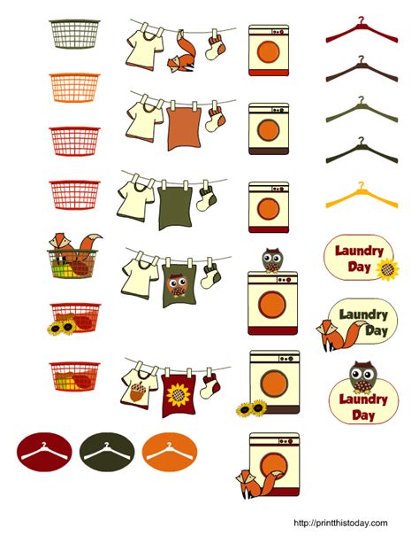 Free Printable Fall Themed Laundry Day Planner Stickers