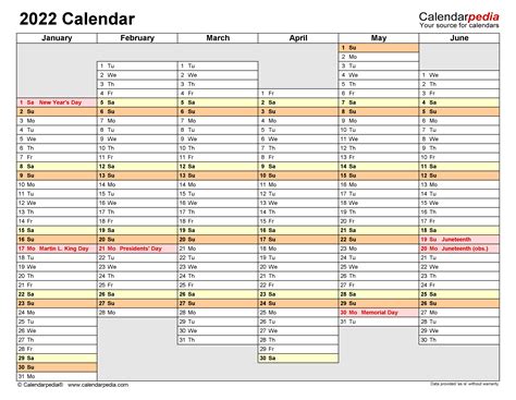 2022 Calendar Free Printable Templates
