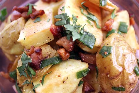 Best enjoyed on a picnic on a beautiful day. Yukon Gold and Green Onion Potato Salad with Bacon Vinaigrette - Dinner, then Dessert