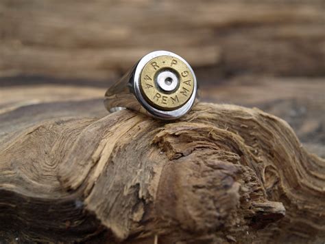 Rm 108 Brass 44 Round Bullet Ring Stainless Steel Bullet Ring With A
