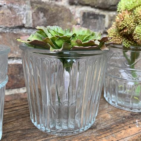Vintage Style Glass Flower Pots Four Assorted Designs