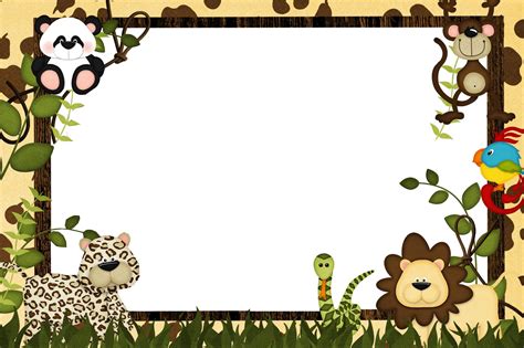 A Photo Frame With Animals And Plants On It