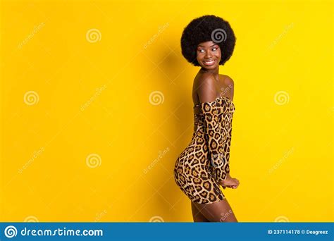 Profile Side View Portrait Of Attractive Feminine Girl Posing Copy Empty Space Isolated Over