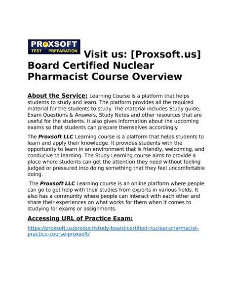 Board Certified Nuclear Pharmacist Practice Course Visit Us