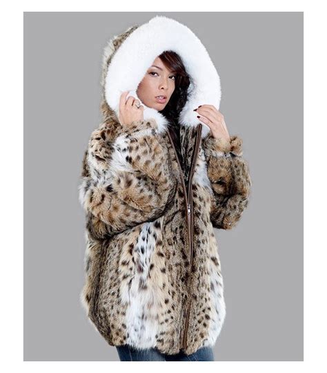 the lynx fur parka coat with hood for women
