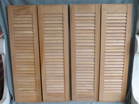 4 Vintage Shutter Panels Interior Oak Wood Louver Shutters Etsy