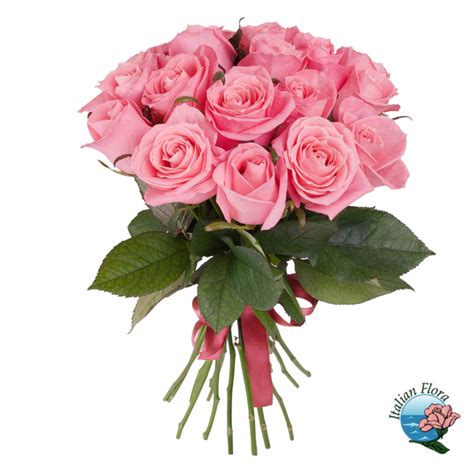 Bouquet Of 24 Pink Roses Italian Flora