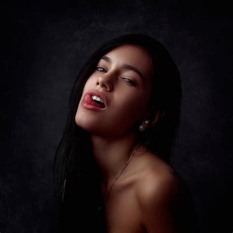 Free Download Hd Wallpaper Tongues Face Women Brunette Dark Hair Portrait One Person
