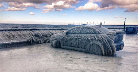 Buffalo Lake Erie Frozen Car