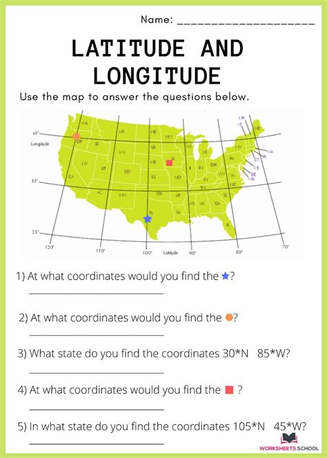 Understanding Longitude Map Skills Printable Maps Skills Sheets