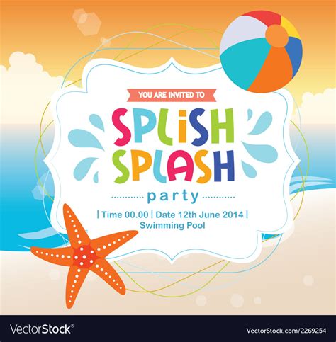 Tailored to tickle the funny bone of a jokester or. Birthday card invitation summer fun splash beach Vector Image