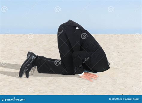 Businessman Hiding His Head In Sand Stock Image Image Of Humor