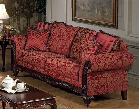Red Fabric Traditional Sofa And Loveseat Set W Optional Chaise