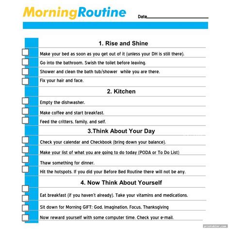 Printable Morning Routine Flylady