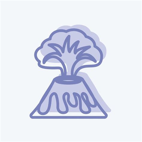 Volcano Erupting Icon In Trendy Two Tone Style Isolated On Soft Blue