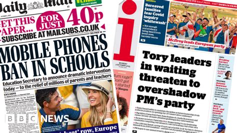 Newspaper Headlines Tories Eye Pms Throne And Schools Phones Ban