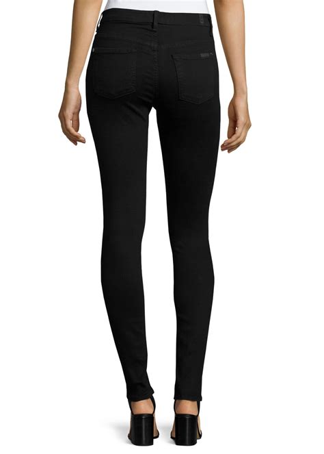For All Mankind High Waist Skinny Jeans Slim Illusion Luxe Black