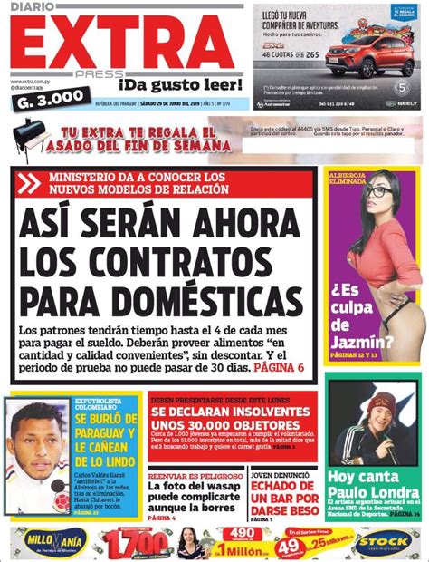 Newspaper Diario Extra Paraguay Newspapers In Paraguay Saturday S