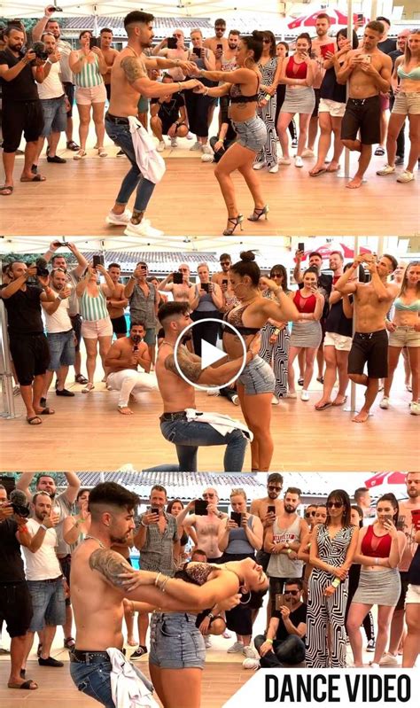 Two People Dancing In Front Of A Crowd With Their Arms Around Each Other And The Words Dance