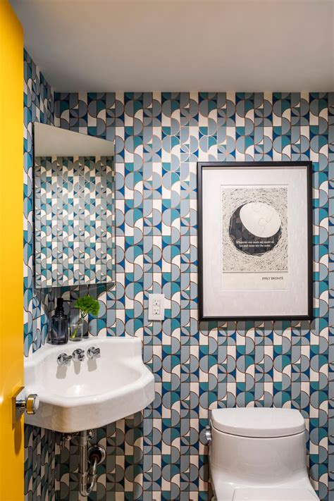 Tiny Bathroom With Graphic Wallpaper Hgtv