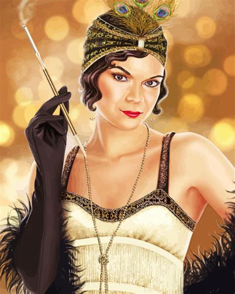Flapper Lady Smoking Paint By Numbers Numeral Paint Kit