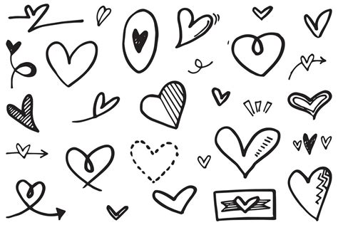 Doodle Hearts Hand Drawn Love Hearts Vector Illustration 14571974
