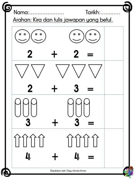 Operasi Tambah Online Exercise For Prasekolah Kindergarten Math
