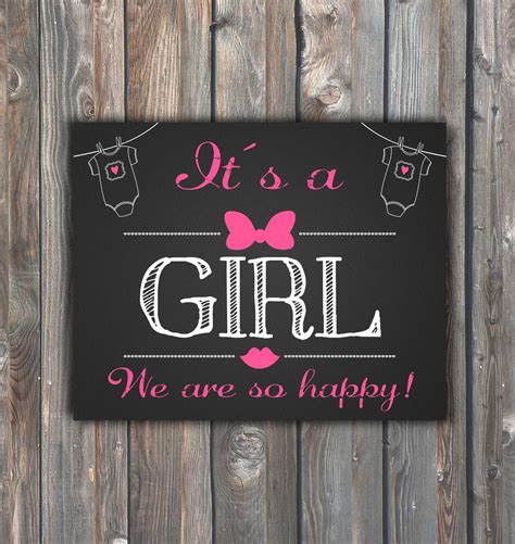 Printable Its A Girl Sign 8x10 Chalkboard By Happyfiestadesign