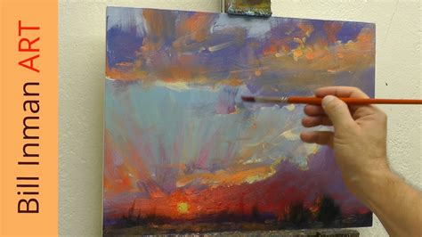 Oil Painting Lesson Painting A Sunset With Mountains Youtube