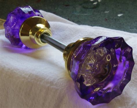 Free Shipping Crystal Doorknob Set Handpainted Glass Purple