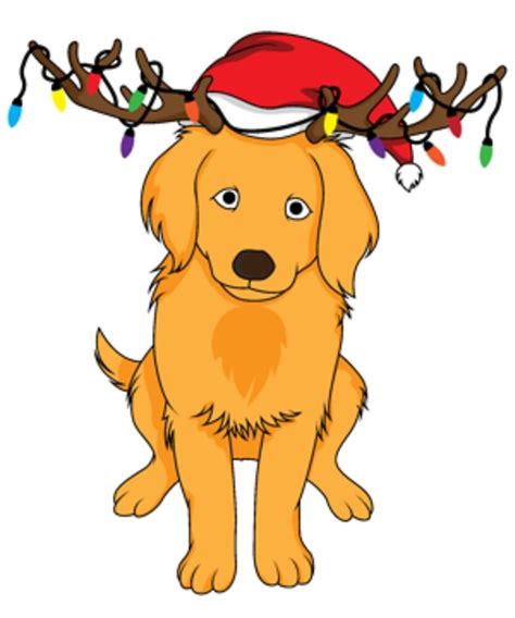 Cartoon christmas dog with christmas hat. "Golden Retriever Dog Christmas Funny Shirt. " by ...