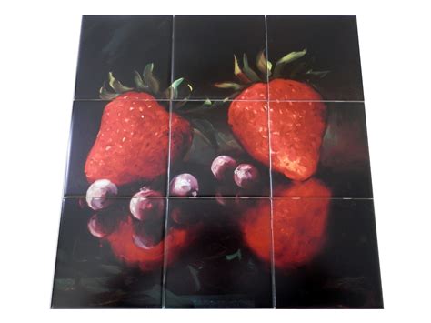 Strawberries 2 Tile Mural Digitally Reproduced For Tiles And Depicts