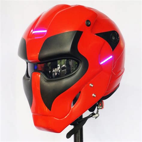 Custom Red Black Deadpool Helmet Casco Motorcycle Abs Auto Cosplay Bike