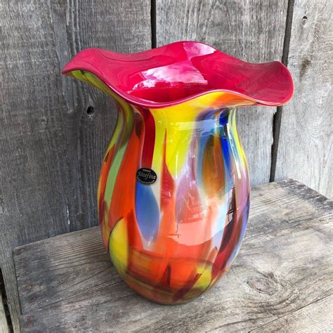 Vintage Hand Made Hand Blown Glass Vase By Krosno Jozefina Etsy Hand Blown Glass Glass