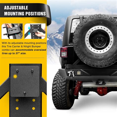 Nilight Jk 53a Rear Bumper And Spare Tire Rack And Hitch Receiver W2 Led