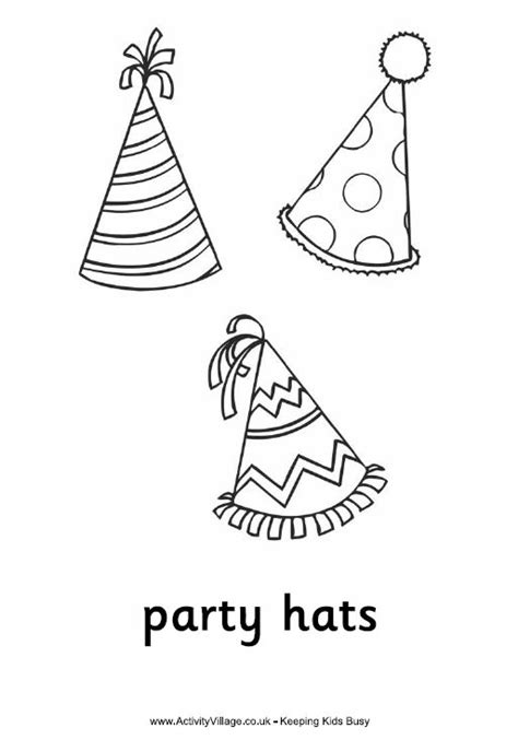 Here you will find games based on words. Party Hats Colouring Page | Birthday coloring pages, Party ...