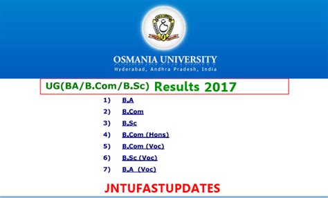 Undergraduate degrees are usually bachelor's degrees, such as a bachelor of arts (ba) and. OU Degree Results 2017 Released @ Manabadi.com - Osmania ...