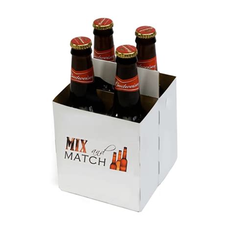 Pak It Products Promotional White 4 Pack Bottle Carriers With Labels