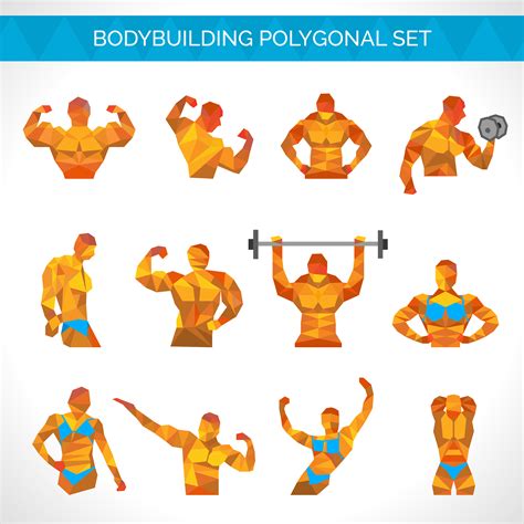 Bodybuilding Polygonal Icons Set 427729 Vector Art At Vecteezy