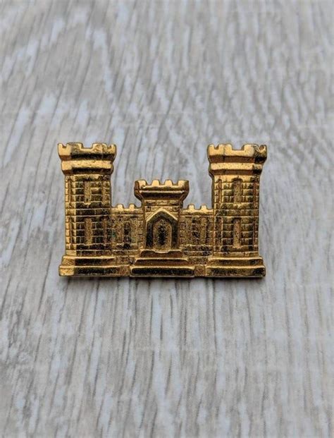 Us Army Corps Of Engineers Gold Tone Castle Insignia Double Etsy Us