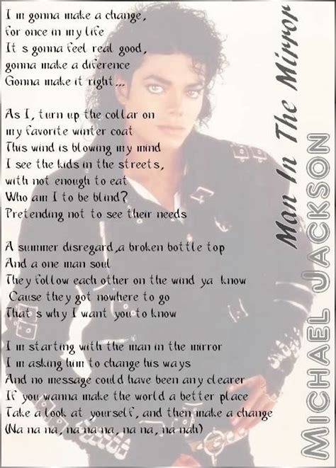 Man In The Mirror Lyrics Mirrors Lyrics Michael Jackson