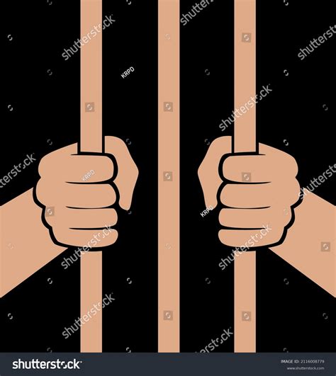 Vector Illustration Hands Holding Prison Bars Stock Vector Royalty