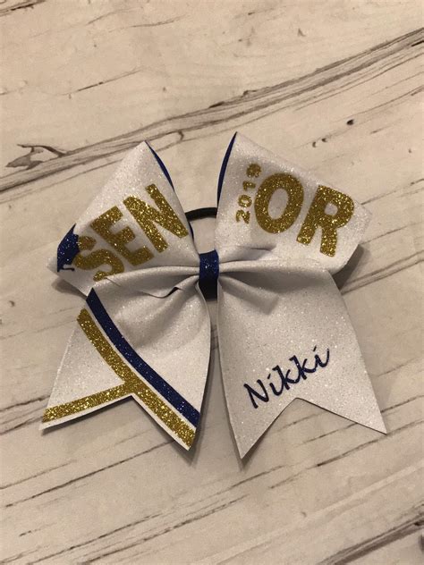 Senior Cheer Bow Blue And Gold Cheer Bow Sparkly Cheer Bow Etsy