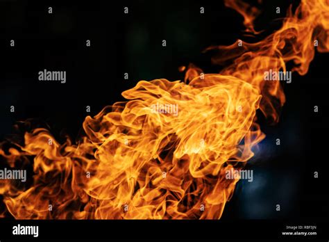 Closeup Fire Flames On Black Background Stock Photo Alamy