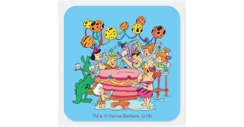 The Flintstones Birthday Party Square Sticker Zazzle
