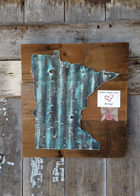 Corrugated Mn On Barn Wood Minnesota Home Sign Rustic Home Sign