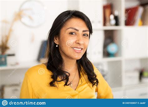 Successful Latin American Business Woman Standing In Office Stock Image Image Of Employee